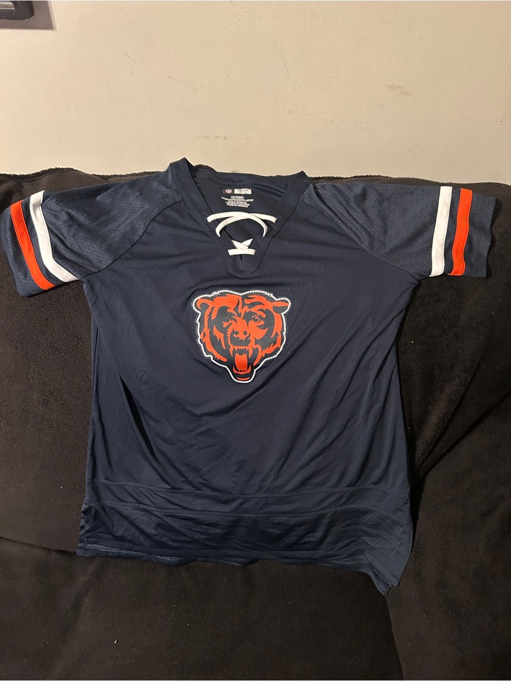 Women’s XL Navy Short-Sleeve Jersey with Orange Bears Logo